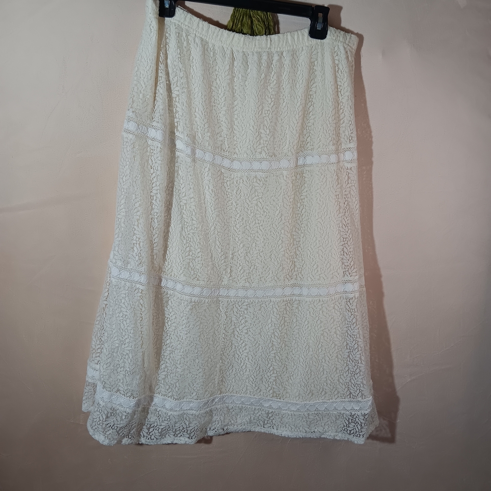Studio West 🦋 Cream Textured Midi Skirt - Picture 5 of 6